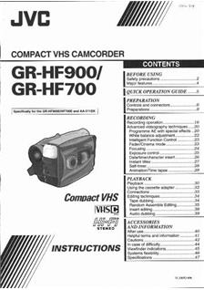 JVC GR HF 900 manual. Camera Instructions.